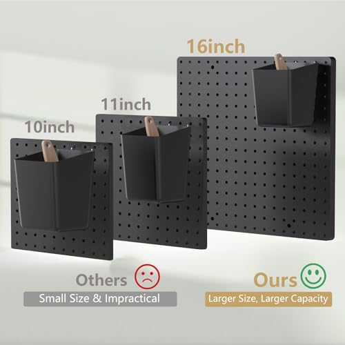 FZK Modular Plastic Peg Board Wall Organizer Kit, 16x16, Black - color: 16inch-Pegboard Kit-Black