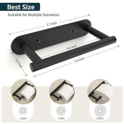 304 Stainless Steel Toilet Paper Holder Wall Mounted Double Post Swivel Tissue Holder No Drilling Bathroom Paper Towel Dispenser Anti-Vibration for RV Commercial Bathroom Matte Black - color: Black