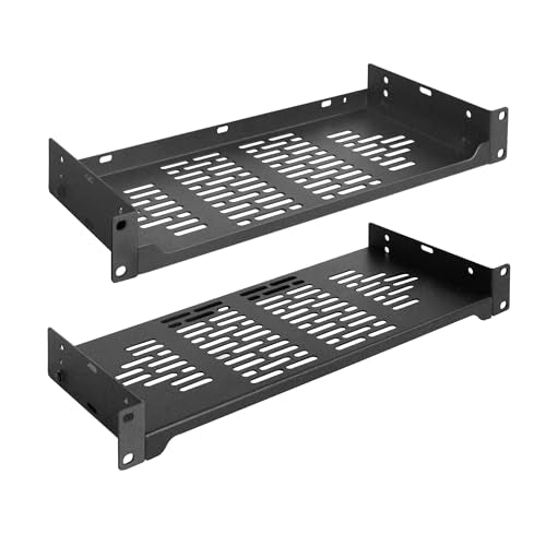 RIVECO 2-Pack 6" 1U Vented Rack Shelf for 19" Server IT Sound Cabinets - size: 6"