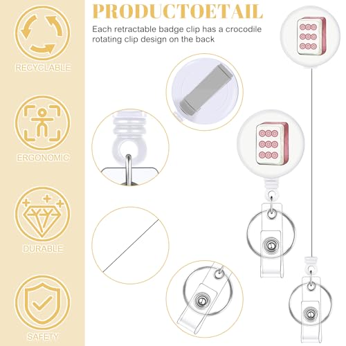 3 Pack Retractable Id Badge Holder Set with Clip, Mahjong Pattern - color: Mahjong