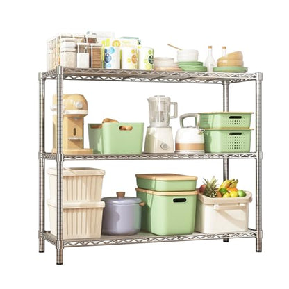 45" Small Wire Shelving Unit, 3-Tier Utility Storage Rack - color: Chrome, size: 45" L x 20" W x 47" H