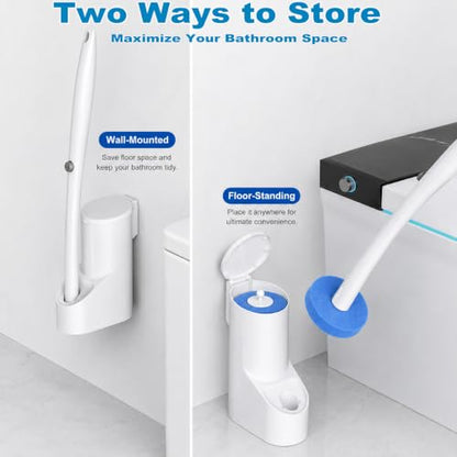 Disposable Toilet Brush and Holder Set with 24 Refills,Toilet Cleaning Wand