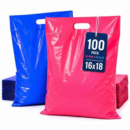16x18 Large Plastic Shopping Bags for Small Business with Handles