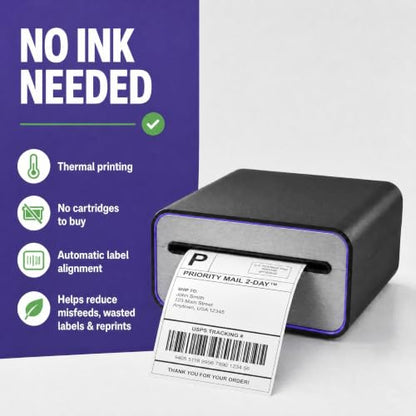 4x6 Thermal Shipping Label Printer, Bluetooth Wireless
