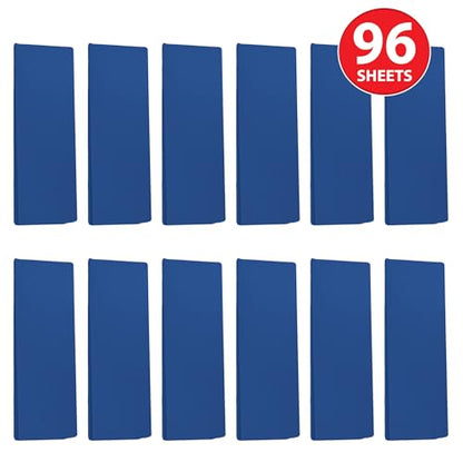 Beistle Bright Blue Tissue Paper Sheets – 96 Pack, Bulk Square Craft Tissue, Gift Wrapping for Bags, Boxes, Crafts, Packaging Filler for Retail Displays, Shipping, Parties & Decorative Use, 20” x 20”