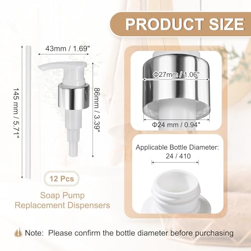 uxcell Soap Dispenser Pump Heads Silver/White 12 Pcs Pcs - color: Silver/White, size: 24/410