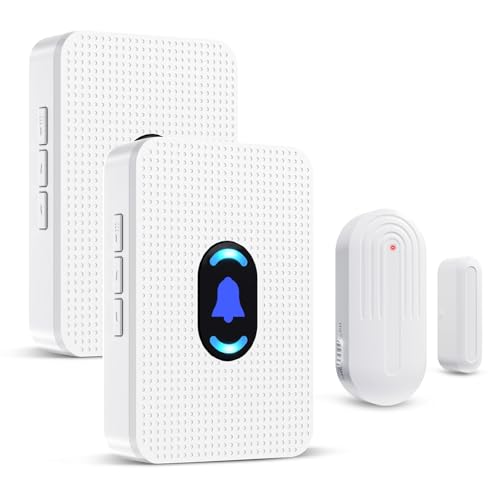 Daytech Wireless Door Sensor Chime for Business When Entering with 20 Tunes Adjustable Volume Long/Short Ring Modes，Door Open Chime Alarm for Kids/Home Safety with 800ft Range，1 Sensor + 2 Receiver - color: 1 Sensor + 2 Receivers