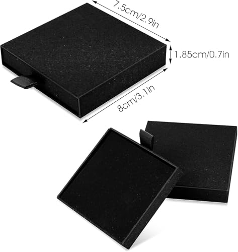 Black Square Kraft Jewelry Gift Box – Biodegradable Cardboard Storage Organizer for Necklace, Bracelet, Earrings – Wedding, Birthday, Christmas Gift Packaging