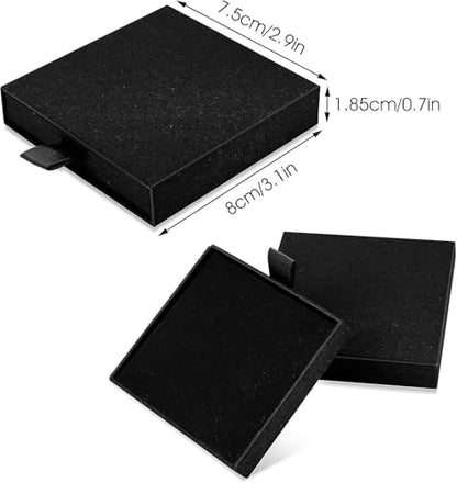 Black Square Kraft Jewelry Gift Box – Biodegradable Cardboard Storage Organizer for Necklace, Bracelet, Earrings – Wedding, Birthday, Christmas Gift Packaging