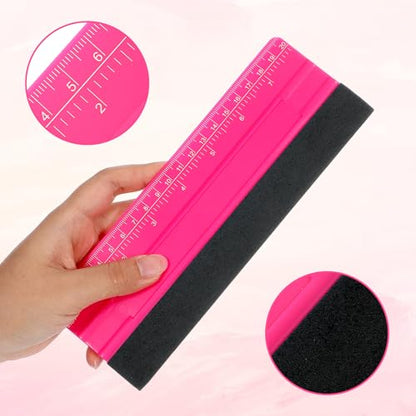 Professional Large Squeegee for Vinyl, Decals, Sticker Paper, Wallpaper, Big Size Wallpaper Smoothing Tool Squeegee with Ruler for Sign Making Graphic Window Tint Film(Pink, 8inch)