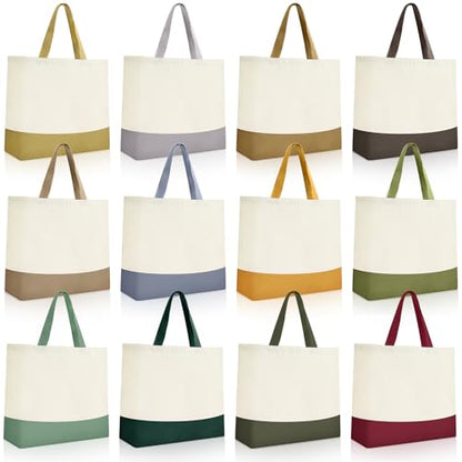Epakh Canvas Tote Bags Bulk 18.5 x 15 In - color: Beige and Colorful