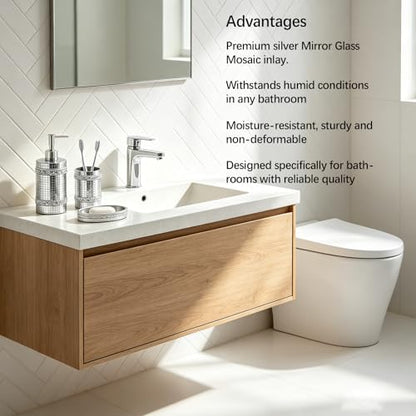 Silver Bathroom Accessories Set, Mosaic Decoration 4-piece Set - size: 4 Pc Set