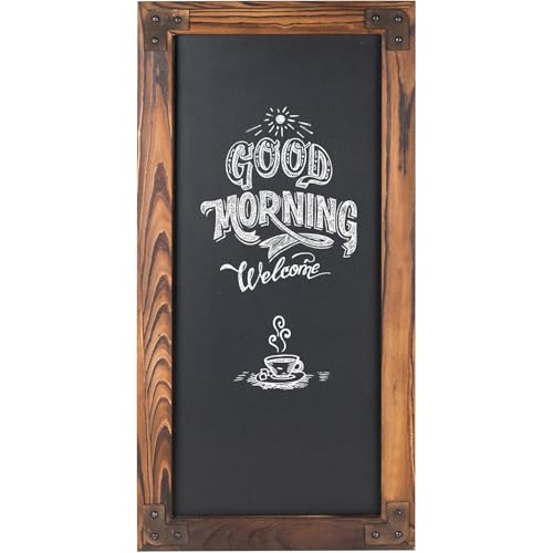 MyGift Wall Mounted Large Chalkboard Sign with Burnt Wood Frame - color: Burnt Wood