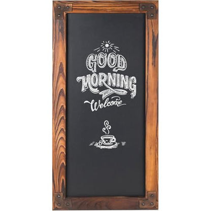 MyGift Wall Mounted Large Chalkboard Sign with Burnt Wood Frame - color: Burnt Wood