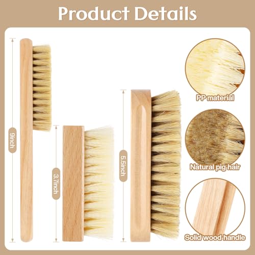 3 Pcs Wood Laundry Stain Brush Stain Remover Brushes with Boar Bristle Small Stain Brush for Clothes for Scrubbing Stains from Furniture Fabric Leather(3 Pcs F) - style: 3 Pcs F