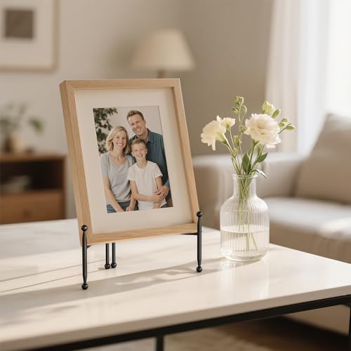 Display Stand for Plate, Foldable Metal Plate Stand for Table, Decorative Easel Holder for Picture Frames, Photos, Wedding Cards, Sign Posters, Cavas, 6-inch Black