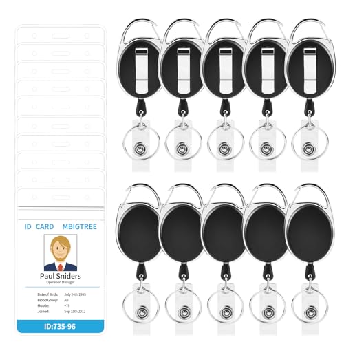 moeverEX 10 Pack ID Badge Holder, Badge Holder Retractable Clip - size: Black-10pcs with ID hold