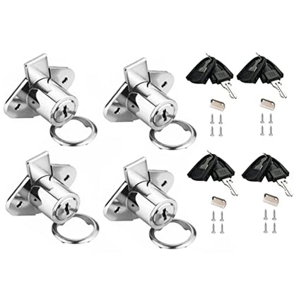 XIEHE 801 Cabinet Drawer Lock with Keys 7/8 inch Outside Cylinder Diameter Chrome Finish 4 Pack Keyed Alike - color: Chrome, 4PACK, size: 801 Keyed alike