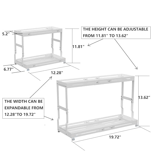 Adjustable Sturdy Metal Shelving Unit，2-Tier Organizer Countertop,Suitable for Kitchen Countertop, Bathroom, Makeup Table, Store Large Skincare etc - color: 1pack/White
