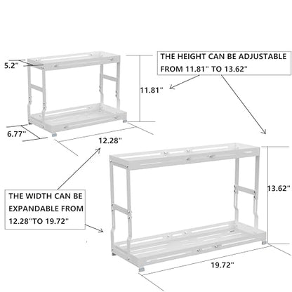 Adjustable Sturdy Metal Shelving Unit，2-Tier Organizer Countertop,Suitable for Kitchen Countertop, Bathroom, Makeup Table, Store Large Skincare etc - color: 1pack/White
