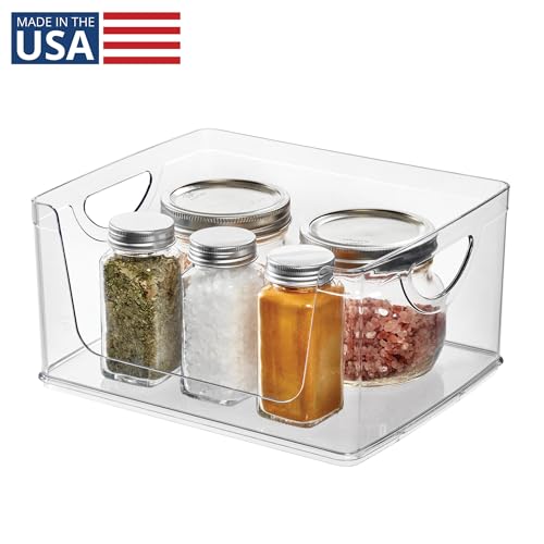iDesign Stackable Open-Front Storage Bin with Handles, Clear - style: Pack of 1