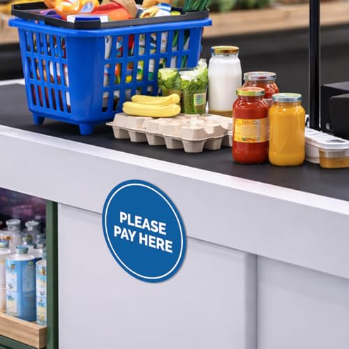 Signs ByLITA Circle Pay Here Sign (Blue) - Small - color: Blue, size: 4" - Small (1 Pack)