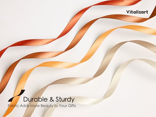 Vitalizart Terracotta Ribbons for Crafts 3/8" x 50Yds Double-Faced Satin - color: Burnt Orange & Terracotta
