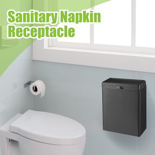 Tioncy 2 Pcs Sanitary Napkin Receptacle Wall Mounted,Black - color: black