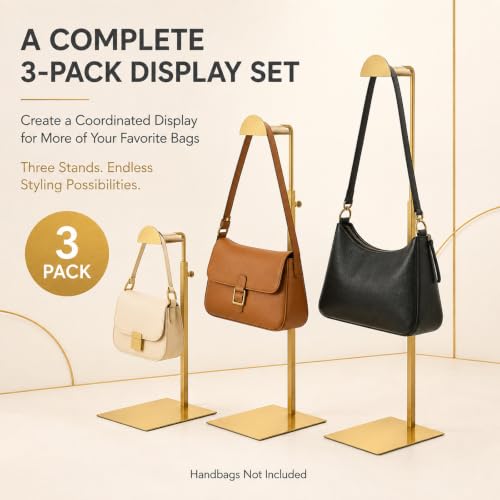 3 Pack Purse Display Stand,Gold Handbag Display Stand,Adjustable - color: Gold (3Pack)
