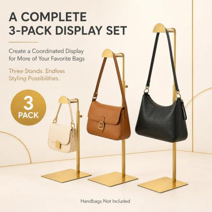 3 Pack Purse Display Stand,Gold Handbag Display Stand,Adjustable - color: Gold (3Pack)