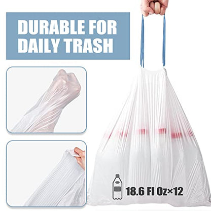 Small Trash Bags 4 Gallon - Drawstring 4 Gallon Trash Bag, Tear-Free 4 Gal Small Garbage Bags, Separated Unscented White Small Trash Bags Bathroom Trash Bags, 57 Count - size: 4 Gallon - 57 Count