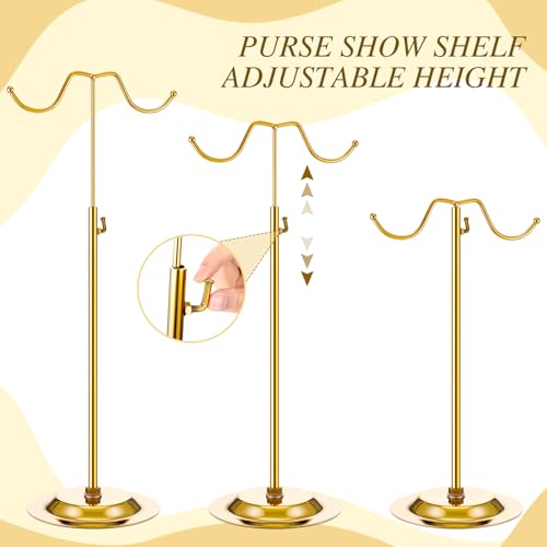 Weysat 4 Pcs Purse Display Stand Adjustable Metal Handbag Holder, Gold - color: Gold