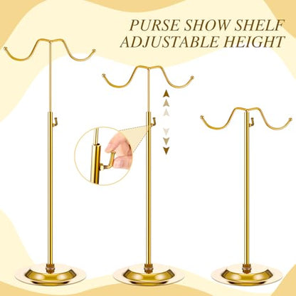 Weysat 4 Pcs Purse Display Stand Adjustable Metal Handbag Holder, Gold - color: Gold