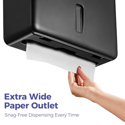 Stardrix Multifold Paper Towel Dispenser Wall Mount (Black) – Large Capacity C-Fold, Trifold, and Folded Commercial Hand Towels Holder for Bathroom & Restroom – Adhesive or Screw Mounted - color: Black