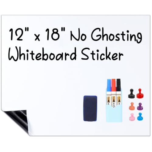 HAMIGAR Small White Board Dry Erase, 12" x 18" Peel and Stick, No Ghosting - size: 18"W x 12"H