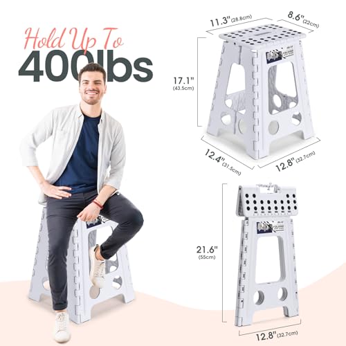 Delxo 17.5 Inch Folding Step Stool,Foldable Step Stool for Adults White - color: White, size: 17.5 Inch