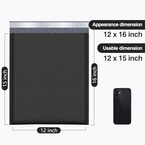 UCGOU Bubble Mailers 12x16" 40 Pack Usable Size 12x15" Black Padded Mailers - color: Black, size: 12x16" 40PC