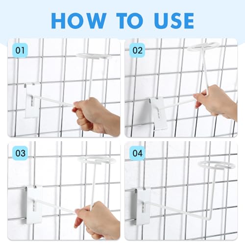 Blulu 6 Pcs Hat Displayer for Gridwall, Metal Hat Helmet Rack, White - color: White
