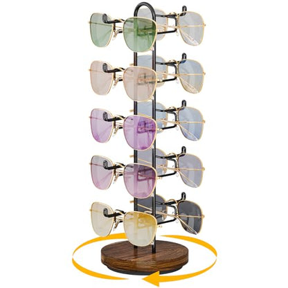 NiHome Rotatable Sunglasses Stand Organizer, Sunglasses Display Rack, Black - color: Black
