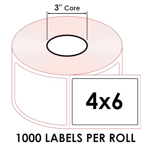 8x Roll - Heavy Duty 4x6 (4"x6") Shipping Direct Thermal Labels - 3" Core Roll