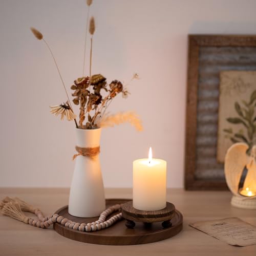 Romadedi Brown Wood Riser, Pillar Candle Holder, 4.7 in, 4 Packs - color: Brown, size: 4 PCS