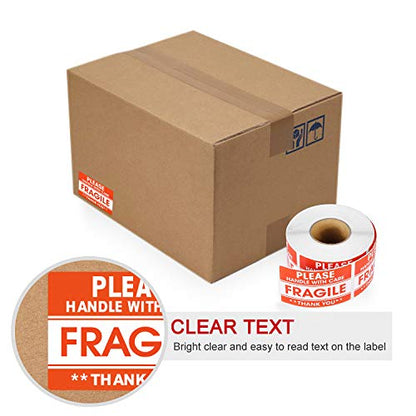 Methdic 2"x 3" Fragile Stickers 500 Labels Per Roll Strong Adhesive (Handle with Care,Do Not Drop,Thank You) Labels for Shipping and Moving - size: 2" x 3" | 500 Labels
