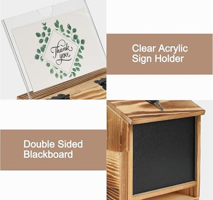 Wooden Suggestion Box with Slot and Lock,Torched Donation Box - color: Torched Brown