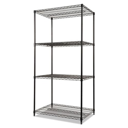 Alera NSF Certified Industrial Four-Shelf Wire Shelving Kit, 36w x 24d x 72h, Black - color: Black, size: 36" x 24" x 72"