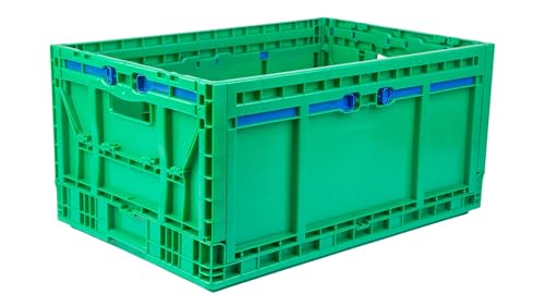 Hudson Exchange 23.62 x 15.75 x 11.81" (160 Pack, 15.2 Gallon) Collapsible Straight Wall Handled Storage Container Tote, Green - color: Green, size: 160 Pack