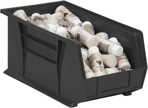 Akro-Mils 30240 AkroBins Plastic Storage Bins, 15"x8"x7", Black, 12-Pack - color: Black