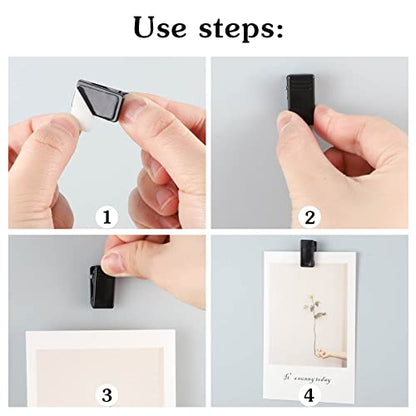 50 Pieces Self Adhesive Clips, Tapestry Sticky Spring Hangers Wall Clips for Hanging Poster Photo Office Decorations, Black - style: Black Self-adhesive