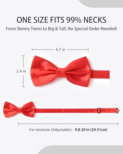 AWAYTR Bow Ties for Men - Pre-Tied Adjustable Tuxedo Style for Wedding - color: Red