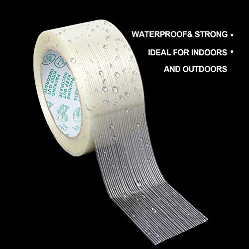 ZOEYES 4 Pack Filament Tape 2 Inch x 82FT, Heavy Duty Reinforced Strapping Tape 5.3 Mil Fiberglass Tape for Packing and Shipping