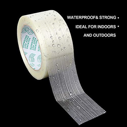 ZOEYES 4 Pack Filament Tape 2 Inch x 82FT, Heavy Duty Reinforced Strapping Tape 5.3 Mil Fiberglass Tape for Packing and Shipping